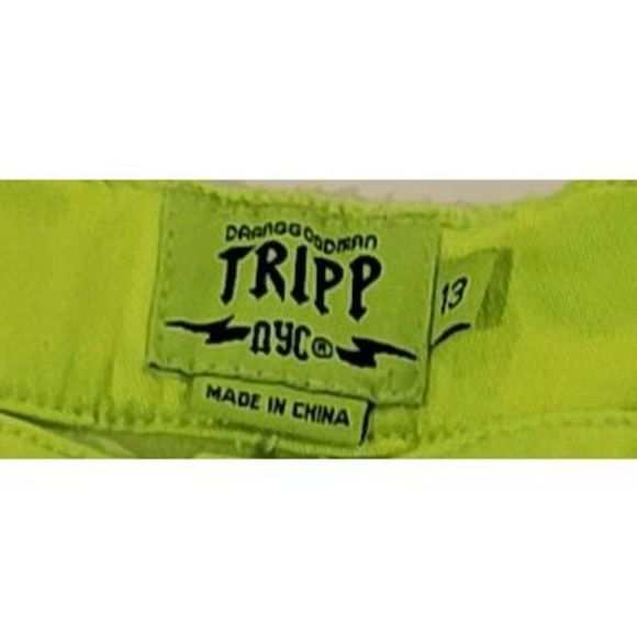 Tripp NYC Jean Capris Neon Lime Crop Hot Topic - Picture 3 of 4